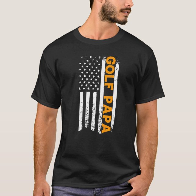 Golf Papa American Flag Father's Day Men's T-Shirt (Front)