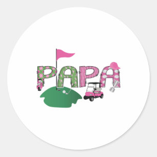 Golf Papa Hole In One Golf 1st Birthday Party  Classic Round Sticker