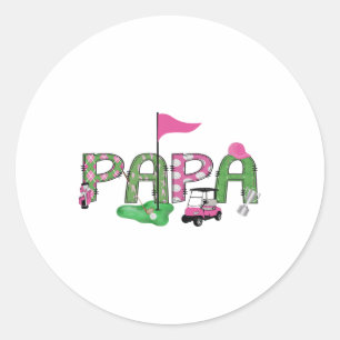 Golf Papa Pink Hole In One Golf 1st Birthday Girl  Classic Round Sticker