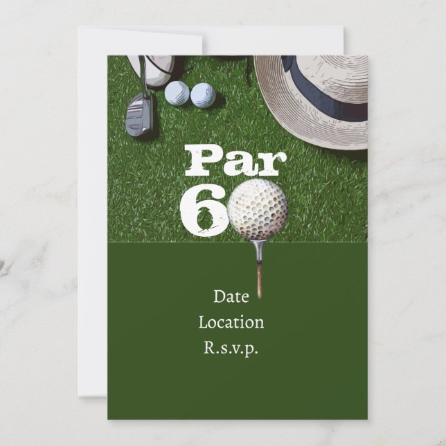 Golf Par 60th sixty years olds golfer birthday Invitation (Front)