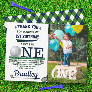 Golf PAR-TEE 1st Birthday Photo Thank You Card