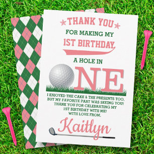 Golf PAR-TEE 1st Birthday Thank You Card