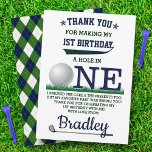 Golf PAR-TEE 1st Birthday Thank You Card<br><div class="desc">Say thank you in style with these trendy 1st birthday thank you cards. The template wording is easy to personalise and your family and friends will be thrilled when they receive these fabulous thank yous.</div>