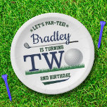 Golf PAR-TEE 2nd Birthday Paper Plate<br><div class="desc">Celebrate in style with these trendy 2nd birthday paper plates. The design is easy to personalise with your own wording and your family and friends will be thrilled when they see these fabulous party plates.</div>