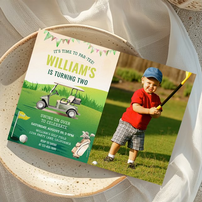 Golf PAR-TEE 2nd Birthday Photo Invitation (Creator Uploaded)
