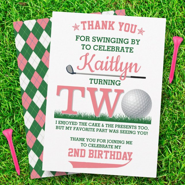 Golf PAR-TEE 2nd Birthday Thank You Card (Creator Uploaded)