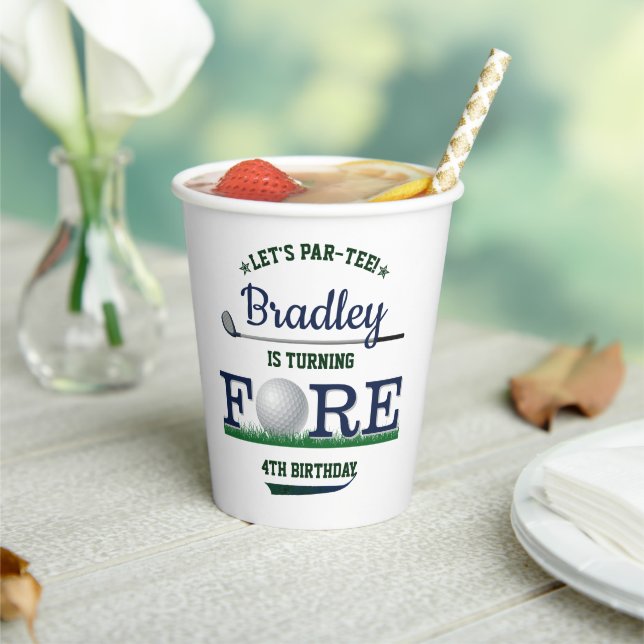 Golf PAR-TEE 4th Birthday Paper Cups (Insitu)