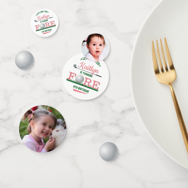 Golf PAR-TEE 4th Birthday photo Confetti (Group)