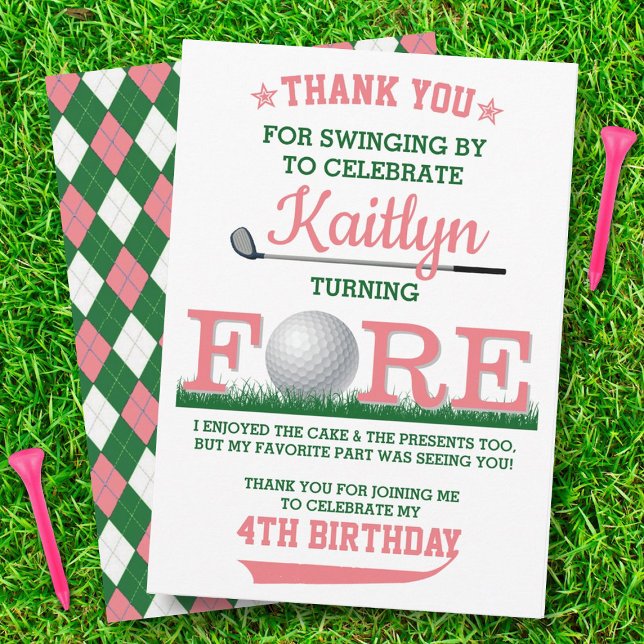 Golf PAR-TEE 4th Birthday Thank You Card (Creator Uploaded)
