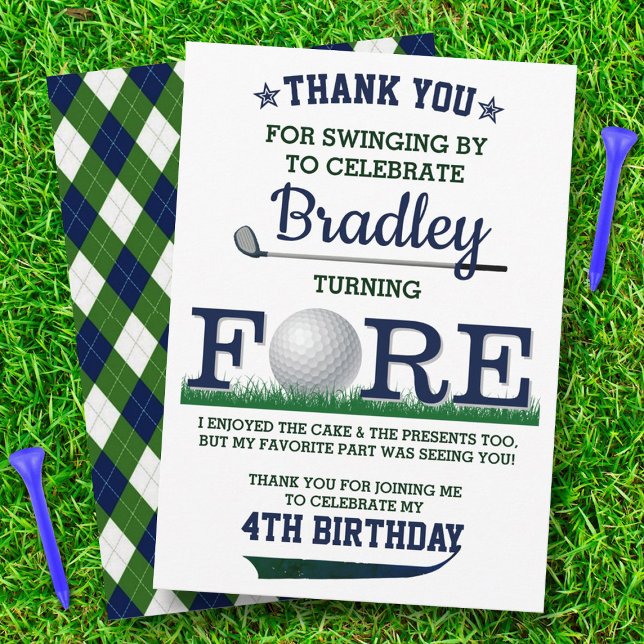 Golf PAR-TEE 4th Birthday Thank You Card (Creator Uploaded)