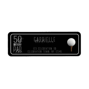 Golf Par-Tee 50th Birthday Black Mailing Suite Return Address Label