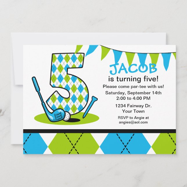 Golf Par-Tee 5th Birthday Invitation (Front)