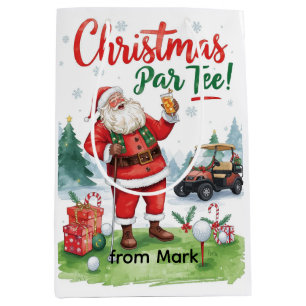 Golf Par-Tee Christmas Party with Santa Claus Medium Gift Bag