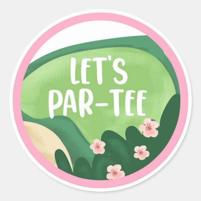 Golf Par-Tee Cupcake Girl Birthday Hole in One Cla Classic Round Sticker (Front)