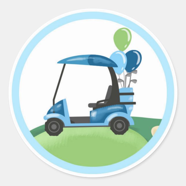 Golf Par-Tee Cupcake Topper Boy Birthday Favour Cl Classic Round Sticker (Front)