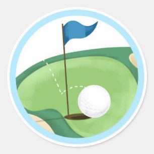 Golf Par-Tee Cupcake Topper Boy Birthday Favour Classic Round Sticker