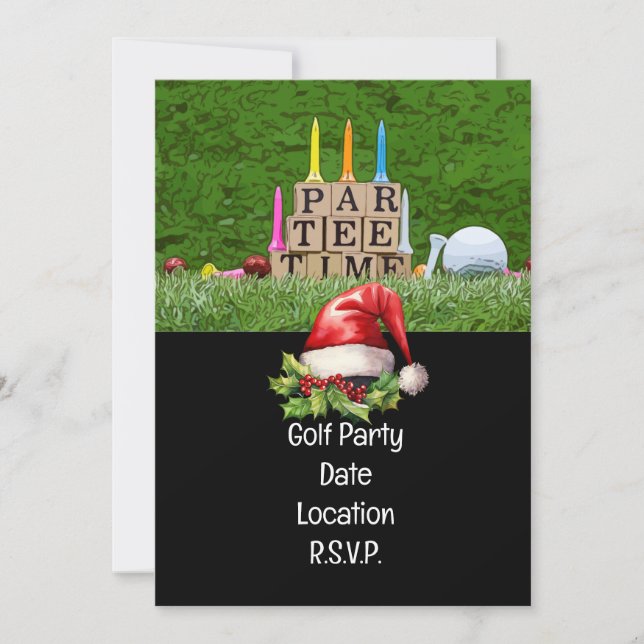 Golf Par tee Golfer Christmas Party  Invitation (Front)