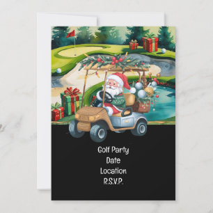 Golf Par tee Golfer Christmas Party with Santa  Invitation