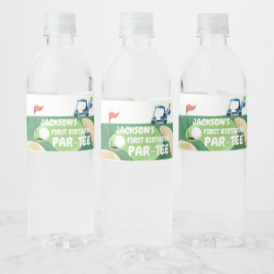 Golf Par-Tee Hole in One Boy Birthday Golfing Wate Water Bottle Label