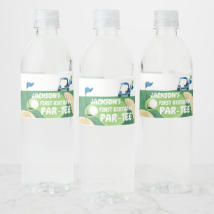 Golf Par-Tee Hole in One Boy Birthday Golfing Wate Water Bottle Label