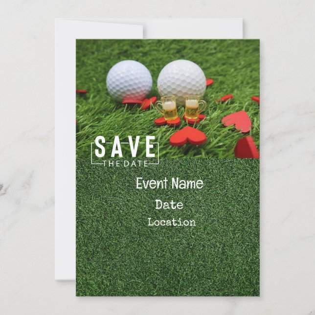 Golf Par tee party invitation with golf ball (Front)
