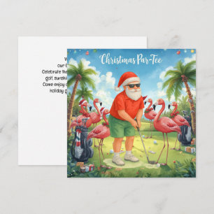 Golf Par tee party Santa Claus Christmas Flamingo Save The Date