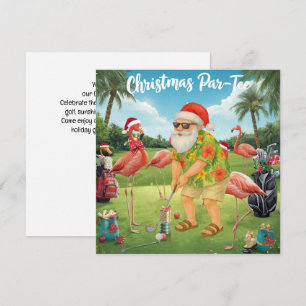 Golf Par tee party Santa Claus Christmas Flamingo  Save The Date