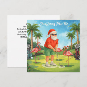 Golf Par tee party Santa Claus Christmas Flamingo  Save The Date