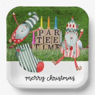 Golf Par tee party Santa Claus Christmas funny Paper Plate