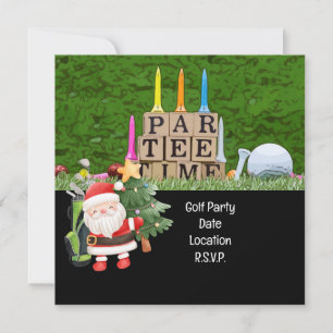 Golf Par tee party Santa Claus Christmas Squad Save The Date