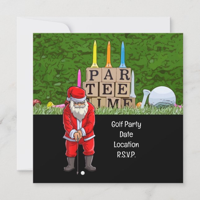 Golf Par tee party Santa Claus Christmas Squad  Save The Date (Front)
