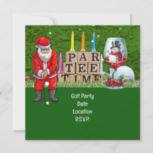 Golf Par tee party Santa Claus Christmas Squad Save The Date