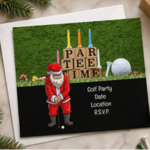 Golf Par tee party Santa Claus Christmas Squad Save The Date