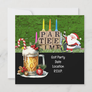 Golf Par tee party Santa Claus Christmas Squad Save The Date