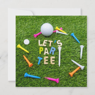 Golf Par tee party with golf ball colourful tees