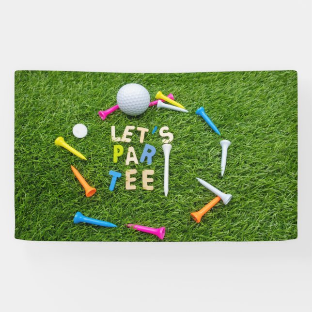 Golf Par tee party  with golf ball colourful tees  Banner (Horizontal)