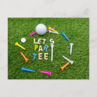 Golf Par tee party with golf ball colourful tees