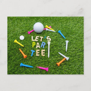 Golf Par tee party with golf ball colourful tees Postcard