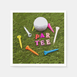 Golf Par Tee with colourful tee party Napkin