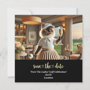 Golf Par tee Woman golfer party save the date 
