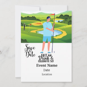 Golf Party 50th Birthday Save the Date for golfer Invitation