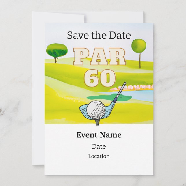 Golf Party  60th Birthday Save the Date for golfer Invitation (Front)