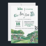 Golf Party 60th Birthday Turning Sixty   Invitation<br><div class="desc">Personalise this awesome golf party invitation with your own wording and party details easily and quickly, simply press the customise it button to further re-arrange and format the style and placement of the text. All text is editable. Great for any age! Matching items available in store! (c) The Happy Cat...</div>