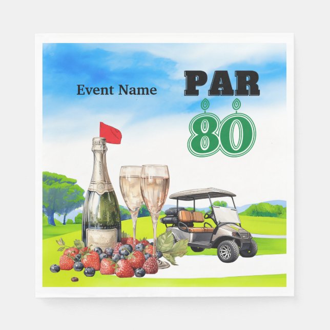 Golf Party  80th Birthday  Napkin (Front)