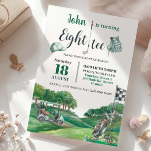 Golf Party 80th Birthday Turning Eighty Invitation