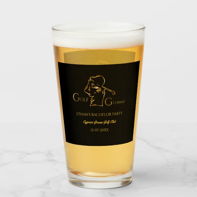 Golf Party - Bachelor Party Golfers Luxury Gold Glass (Front Filled)