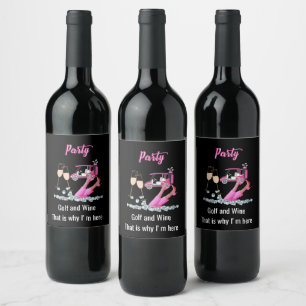 Golf Party for woman golfer Wine Label