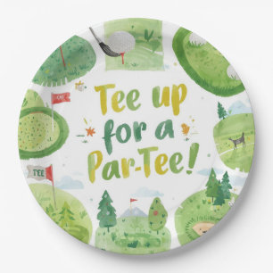 Golf  party funny saying tee up for par tee paper plate