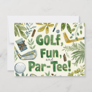 Golf  party funny saying tee up for par tee postcard