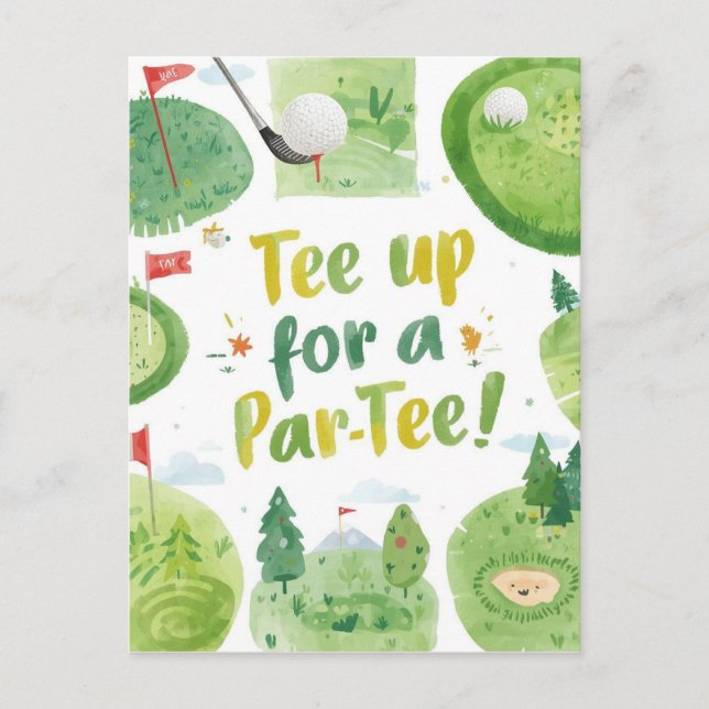Golf  party funny saying tee up for par tee postcard (Front)